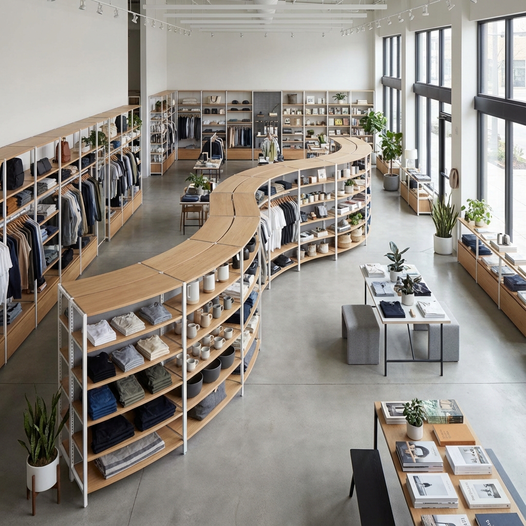 تخطيط متجر تجزئة محسن مع رفوف مخصصة