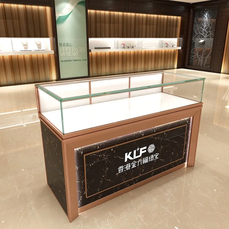 Rose Gold Jewelry Display Counter - Premium Glass Showcase Cabinet - Image 2